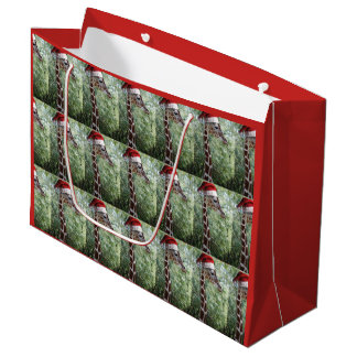 Giraffe wearing a Santa Claus Hat Large Gift Bag