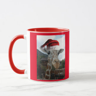 Giraffe wearing a Santa Claus Hat Mug