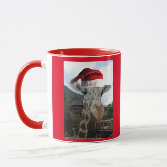 Giraffe wearing a Santa Claus Hat Mug (Left)
