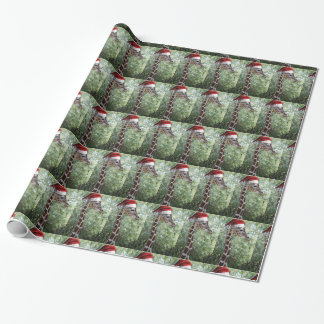 Giraffe wearing a Santa Claus hat Wrapping Paper