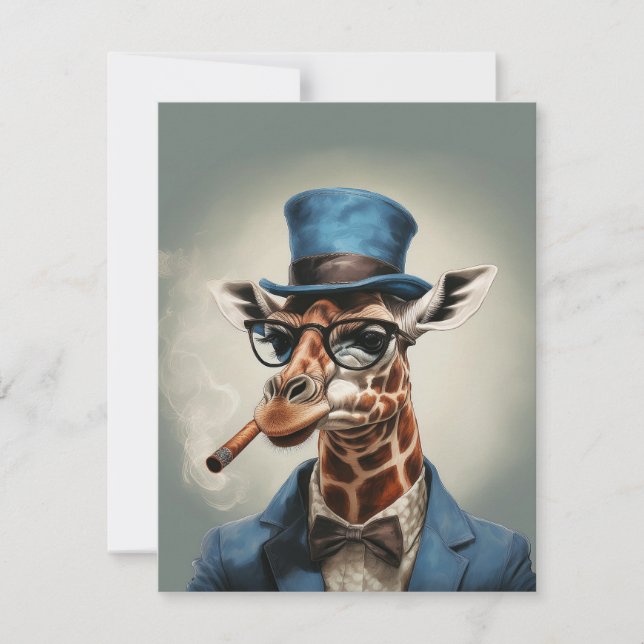 Giraffe wearing a top hat smoking a cigar Birthday (Front)