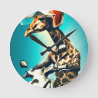 Giraffe Wearing Helmet on Motorcycle Modern AI Art