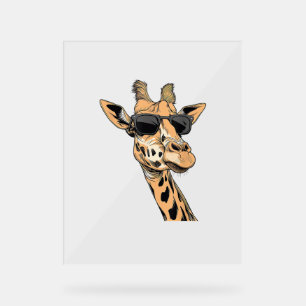 Giraffe Wearing Sunglasses Acrylic Sign