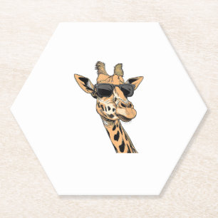 Giraffe Wearing Sunglasses Paper Coaster