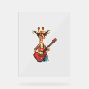 Giraffe Wearing Sunglasses Playing Guitar Musician Acrylic Sign