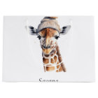 Giraffe wearing winter hat customisable 