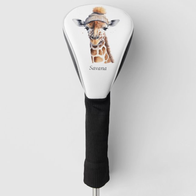 Giraffe wearing winter hat customisable Poster Golf Head Cover (Front)
