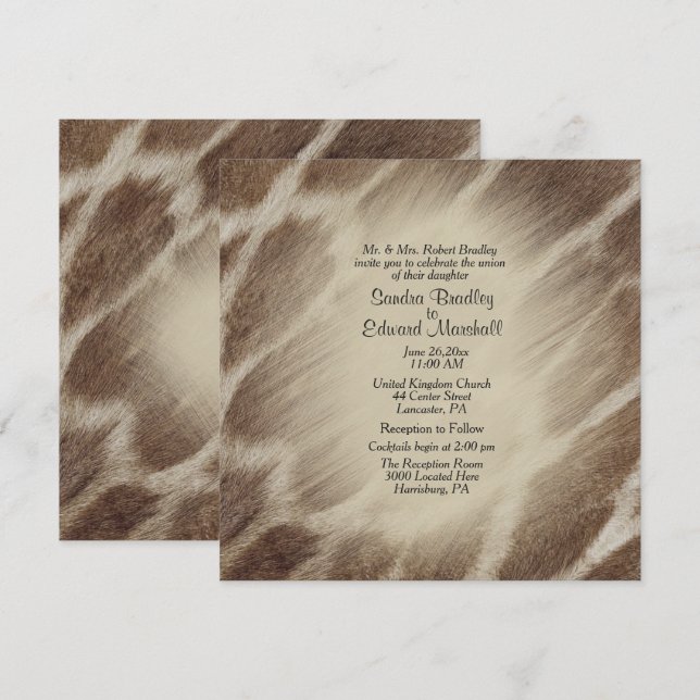 Giraffe Wedding Invitation (Front/Back)