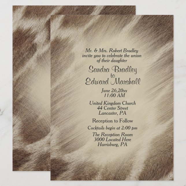 Giraffe Wedding Invitation (Front/Back)