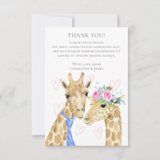 Giraffe Wedding Thank You (Front)