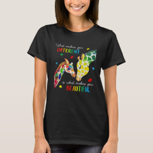 Giraffe What Makes You Different Autism Awareness T-Shirt