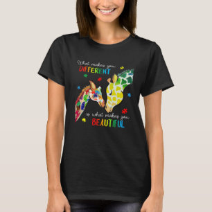 Giraffe What Makes You Different Autism Awareness T-Shirt