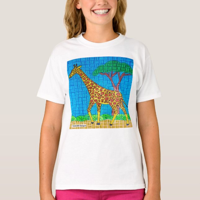 Giraffe (white) - Girl's Basic T-Shirt (Front)