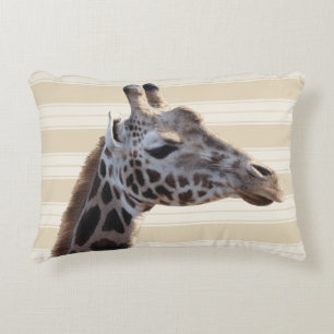 Giraffe & White Stripes Decorative Cushion