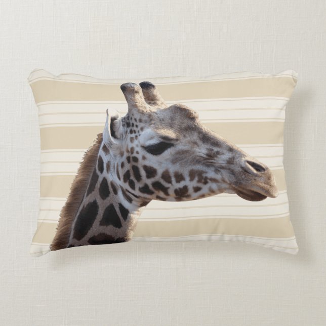 Giraffe & White Stripes Decorative Cushion (Front)