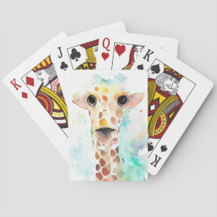 Giraffe Wild Animal Nature Watercolor Art Painting Playing Cards