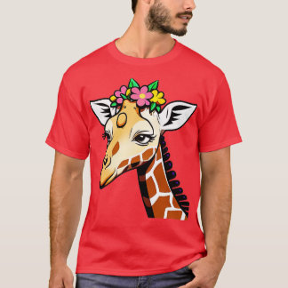 Giraffe with a flower crown cute cartoon T-Shirt