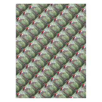 Giraffe with a Santa Claus Hat on Tablecloth