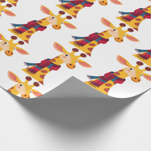 Giraffe with a Scarf Design, Cold Giraffe Print Wrapping Paper