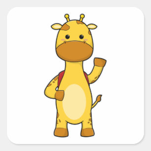 Giraffe with Backpack Square Sticker