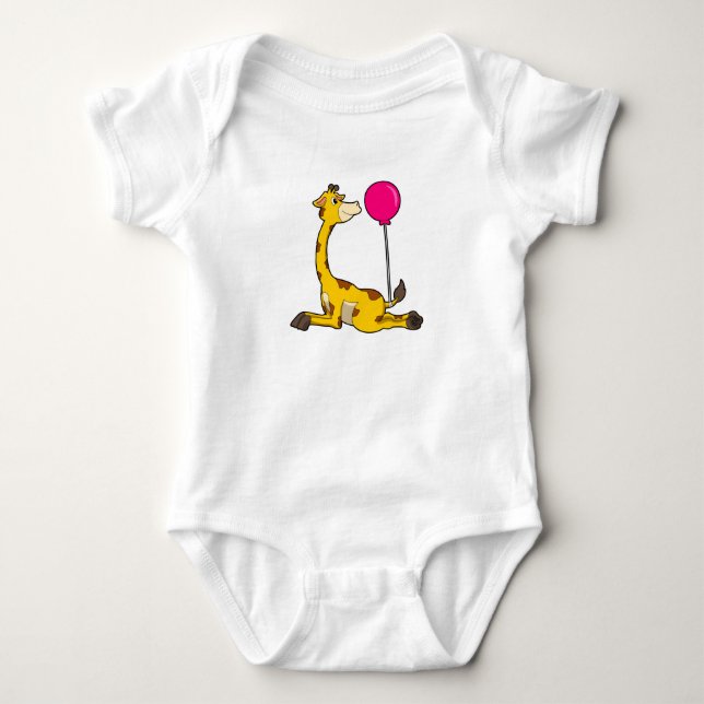 Giraffe with Balloon Baby Bodysuit (Front)