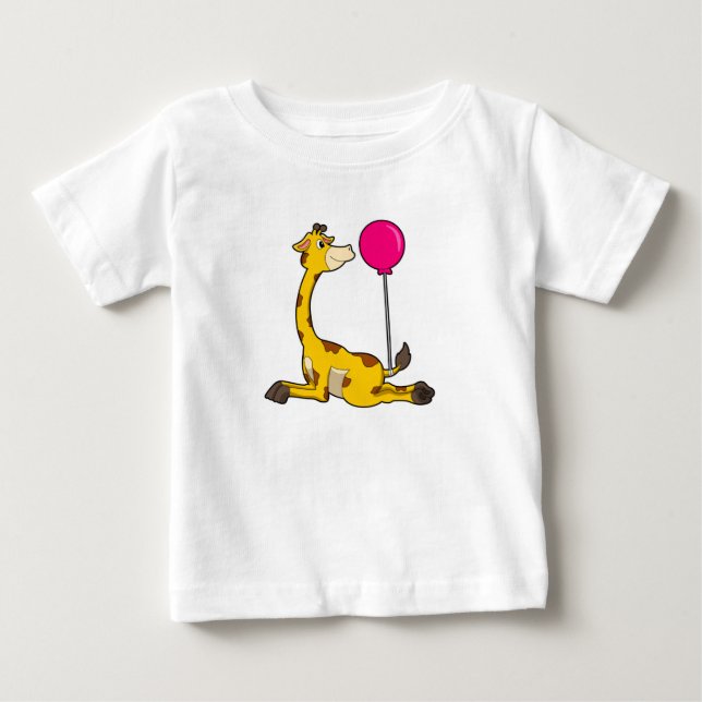 Giraffe with Balloon Baby T-Shirt (Front)