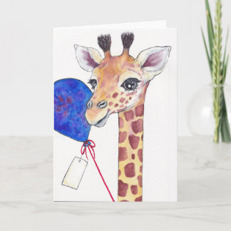 Giraffe with Balloon & Tag Celebratory Card