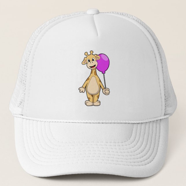 Giraffe with Balloon Trucker Hat (Front)