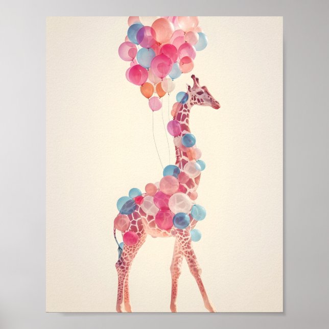 Giraffe with Balloons 🎈 Poster (Front)