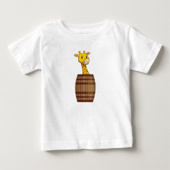 Giraffe with Barrel Baby T-Shirt (Front)
