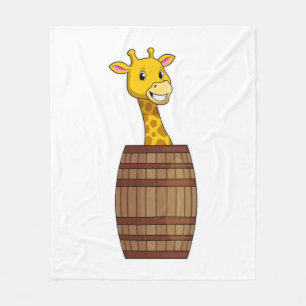 Giraffe with Barrel Fleece Blanket