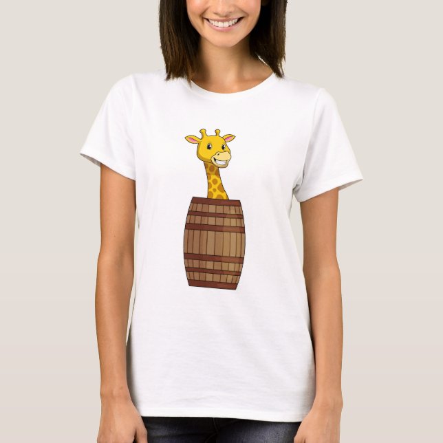 Giraffe with Barrel T-Shirt (Front)