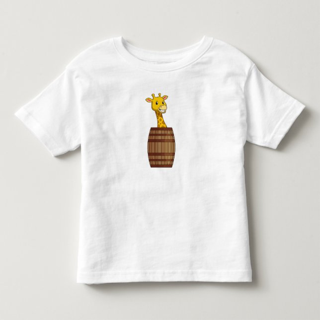 Giraffe with Barrel Toddler T-Shirt (Front)