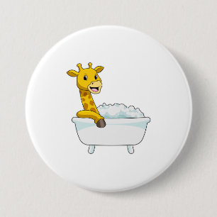 Giraffe with Bathtub with Foam 7.5 Cm Round Badge