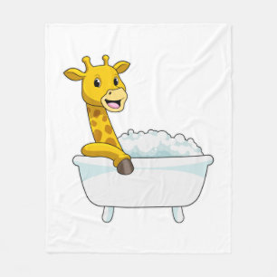 Giraffe with Bathtub with Foam Fleece Blanket