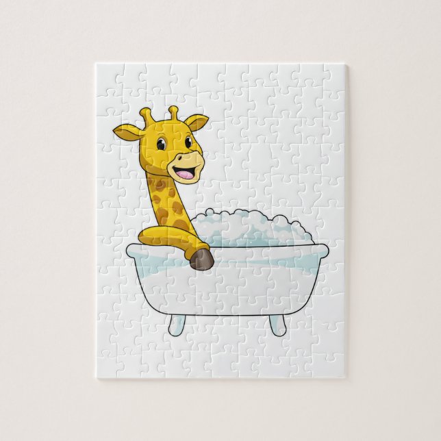 Giraffe with Bathtub with Foam Jigsaw Puzzle (Vertical)