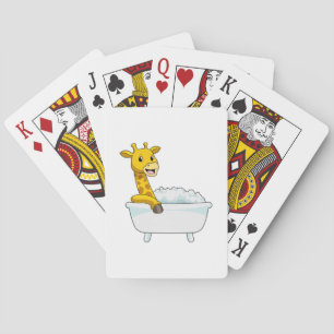 Giraffe with Bathtub with Foam Playing Cards