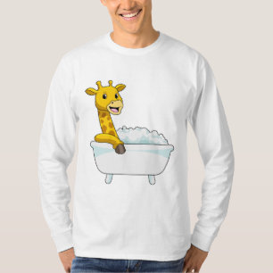 Giraffe with Bathtub with Foam T-Shirt