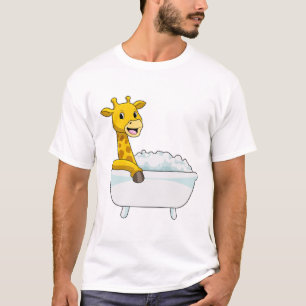 Giraffe with Bathtub with Foam T-Shirt