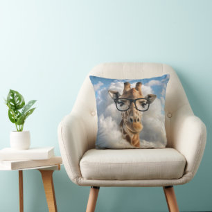 Giraffe with Black Eyeglasses in Cloud Cushion