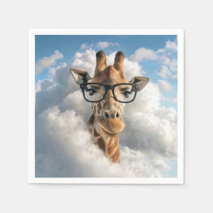 Giraffe with Black Eyeglasses in Cloud Napkin
