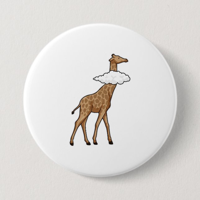 Giraffe with Cloud 7.5 Cm Round Badge (Front)