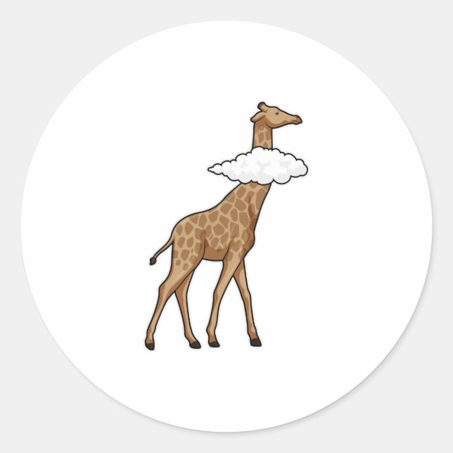 Giraffe with Cloud Classic Round Sticker (Front)