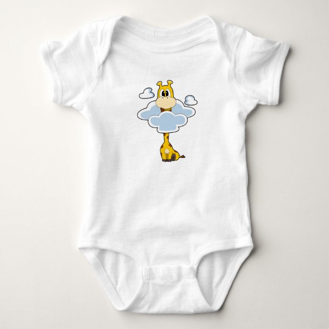 Giraffe with Clouds Baby Bodysuit (Front)