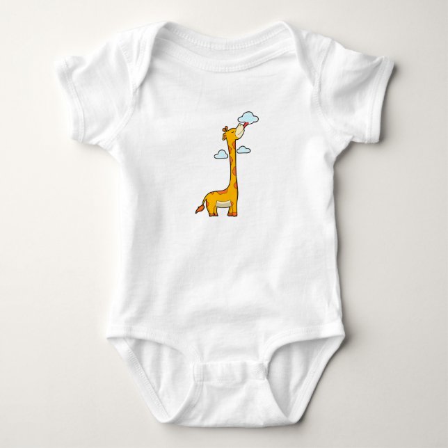 Giraffe with Clouds Baby Bodysuit (Front)