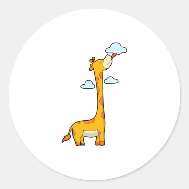 Giraffe with Clouds Classic Round Sticker (Front)