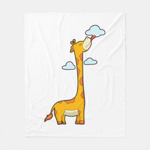 Giraffe with Clouds Fleece Blanket