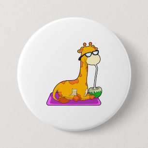 Giraffe with Coconut 7.5 Cm Round Badge