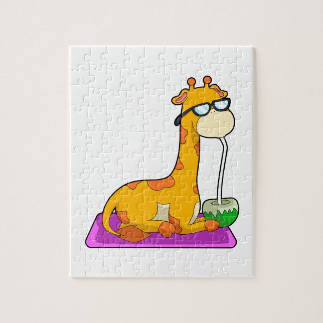Giraffe with Coconut Jigsaw Puzzle (Vertical)
