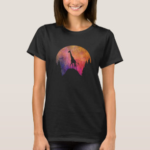 Giraffe With Colourful Sky For Animal Cute Giraff T-Shirt